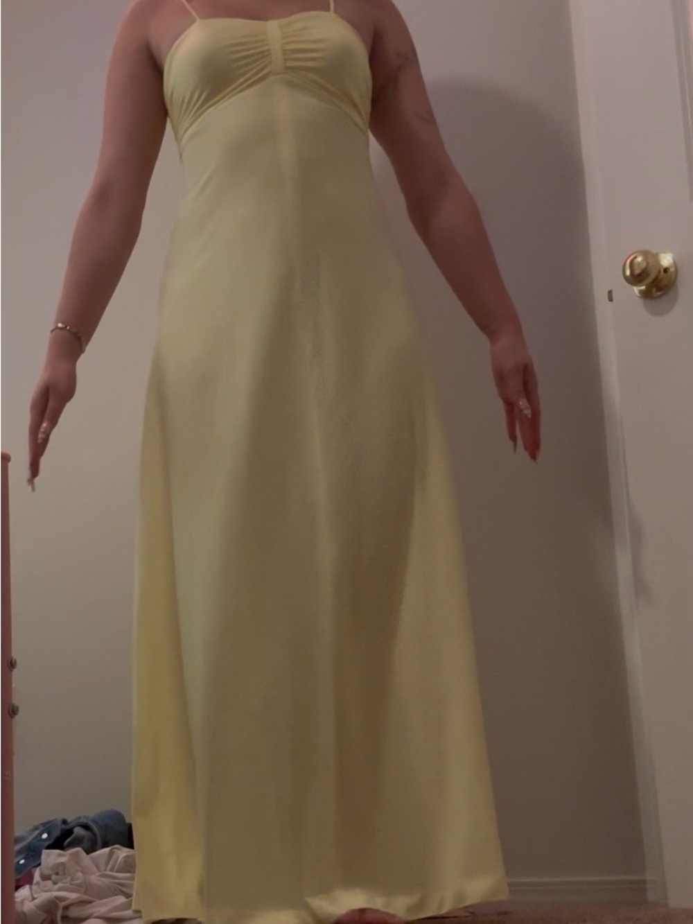 Sunlit Yellow Spaghetti-Strap Maxi Dress